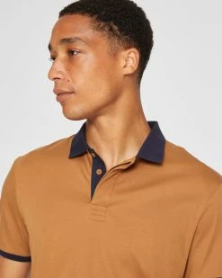 New 🛒 Club Monaco Men Refined Short Sleeve Polo Brown Multi ❤️ -Club Monaco Online Shop cm 1462430 alternate2