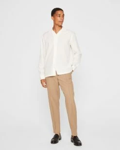 Best Sale 💯 Club Monaco Men Long Sleeve Camp Collar 👚 Shirt Blanc De Blanc ✔️ -Club Monaco Online Shop cm 1462446 alternate3