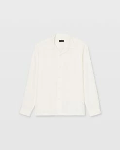 Best Sale 💯 Club Monaco Men Long Sleeve Camp Collar 👚 Shirt Blanc De Blanc ✔️ -Club Monaco Online Shop cm 1462446 alternate4