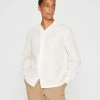 Best Sale 💯 Club Monaco Men Long Sleeve Camp Collar 👚 Shirt Blanc De Blanc ✔️