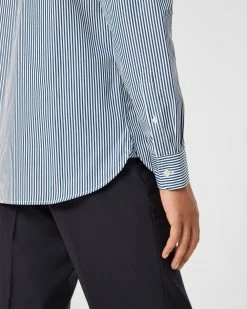 Buy ⭐ Club Monaco Men Stripe Poplin 👗 Dress 👚 Shirt Navy/White Stripe ⭐ -Club Monaco Online Shop cm 1462449 alternate2