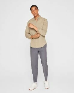 Best Pirce ❤️ Club Monaco Men Long Sleeve Textured Button-Down 👕 Shirt Forest Green ✔️ -Club Monaco Online Shop cm 1462453 alternate3