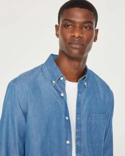 Coupon 😍 Club Monaco Men Slim Chambray 👕 Shirt Indigo 🎉 -Club Monaco Online Shop cm 1462457 alternate2