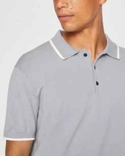 New 😀 Club Monaco Men Short Sleeve Tech Polo Weathered Blue ✔️ -Club Monaco Online Shop cm 1462464 alternate2