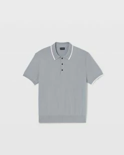 New 😀 Club Monaco Men Short Sleeve Tech Polo Weathered Blue ✔️ -Club Monaco Online Shop cm 1462464 alternate4