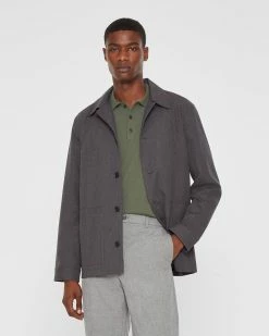 Promo ๐ Club Monaco Men Lightweight Chore Jacket Black Multi ๐ฏ