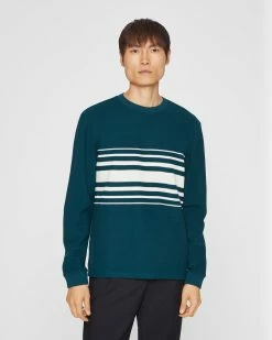 Best reviews of 👍 Club Monaco Men Stripe Piqué Crewneck Sweatshirt Teal 🔔