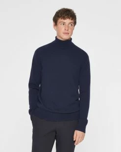 Coupon 🎉 Club Monaco Men Core Cashmere Turtleneck Sweater Navy 🧨