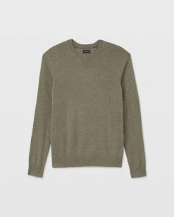 Hot Sale 👏 Club Monaco Men Long Sleeve Cashmere Crew Sweater Olive Heather ❤️ -Club Monaco Online Shop cm 1462521 alternate4