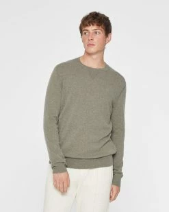 Hot Sale 👏 Club Monaco Men Long Sleeve Cashmere Crew Sweater Olive Heather ❤️