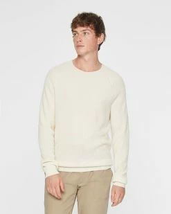 Cheap โค๏ธ Club Monaco Men Cashmere Rib Crew Blanc De Blanc โค๏ธ