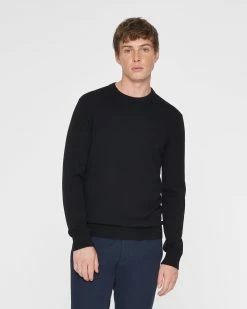 New 😀 Club Monaco Men Merino Wool Crewneck Sweater Black 👍