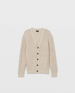 Discount 🔔 Club Monaco Men Rib Grid Cardigan Taupe 🔥 -Club Monaco Online Shop cm 1462562 alternate4