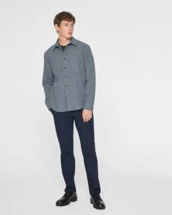 Hot Sale 🔔 Club Monaco Men Long Sleeve Textured Puppytooth Standard 👕 Shirt Blue Multi 👍 -Club Monaco Online Shop cm 1462582 alternate3