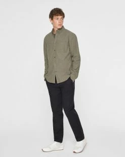 Top 10 🛒 Club Monaco Men Long Sleeve Chambray Flannel 👕 Shirt Olive 😍 -Club Monaco Online Shop cm 1462585 alternate3