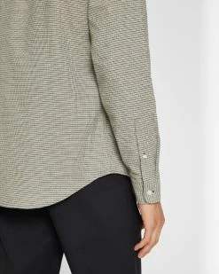 Cheapest 😍 Club Monaco Men Long Sleeve Houndstooth Flannel 👚 Shirt Olive Multi 🎁 -Club Monaco Online Shop cm 1462590 alternate2