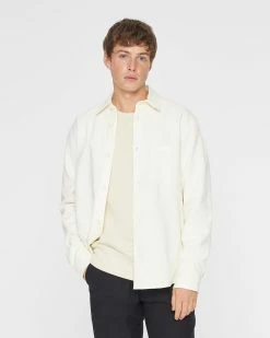 Budget ❤️ Club Monaco Men Long Sleeve Textured Standard Workshirt Egret 🌟