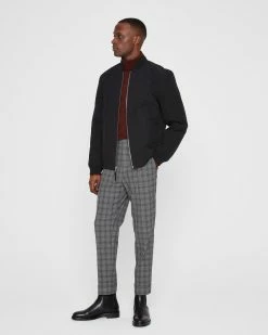 Best Pirce 😍 Club Monaco Men Drainpipe Glen Plaid Pants Black Plaid ⌛