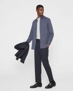 Hot Sale 👍 Club Monaco Men Stretch Poplin 👗 Dress 👚 Shirt Blue 🛒 -Club Monaco Online Shop cm 1465550 alternate3