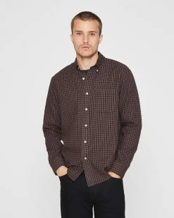 Wholesale 👍 Club Monaco Men Long Sleeve Waffle Check 👚 Shirt Mole 🛒