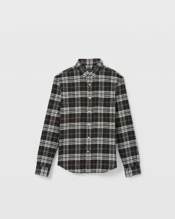Outlet 😀 Club Monaco Men Long Sleeve Plaid Flannel 👕 Shirt Black Multi 🛒 -Club Monaco Online Shop cm 1465559 alternate4
