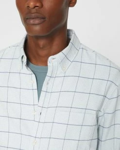 Hot Sale 🛒 Club Monaco Men Long Sleeve Houndstooth Flannel 👚 Shirt Vapor Blue Multi ⌛ -Club Monaco Online Shop cm 1465560 alternate2