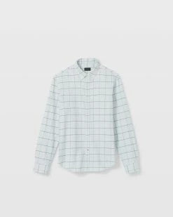 Hot Sale 🛒 Club Monaco Men Long Sleeve Houndstooth Flannel 👚 Shirt Vapor Blue Multi ⌛ -Club Monaco Online Shop cm 1465560 alternate4