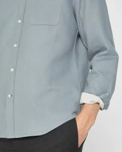 Discount 👏 Club Monaco Men Solid Doubleface Long Sleeve 👕 Shirt Charcoal 👏 -Club Monaco Online Shop cm 1465562 alternate2