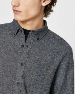 Coupon ✨ Club Monaco Men Long Sleeve Slim Jaspé 👕 Shirt Black ✔️ -Club Monaco Online Shop cm 1465568 alternate2