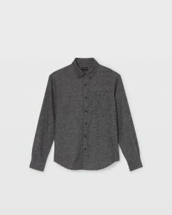 Coupon ✨ Club Monaco Men Long Sleeve Slim Jaspé 👕 Shirt Black ✔️ -Club Monaco Online Shop cm 1465568 alternate4