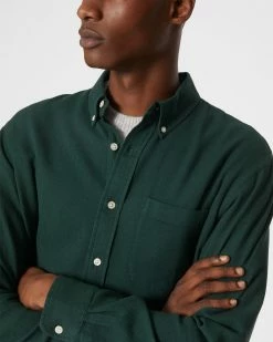 Promo 😍 Club Monaco Men Long Sleeve Waffle Solid 👚 Shirt Pine Green ⌛ -Club Monaco Online Shop cm 1465574 alternate2