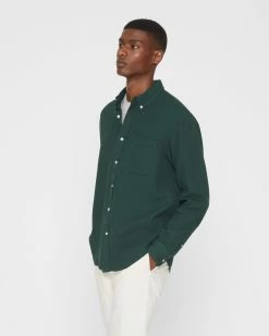 Promo 😍 Club Monaco Men Long Sleeve Waffle Solid 👚 Shirt Pine Green ⌛ -Club Monaco Online Shop cm 1465574 alternate3