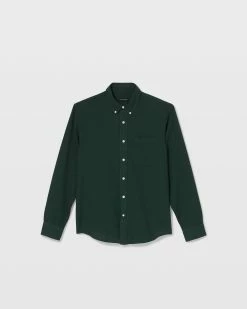 Promo 😍 Club Monaco Men Long Sleeve Waffle Solid 👚 Shirt Pine Green ⌛ -Club Monaco Online Shop cm 1465574 alternate4