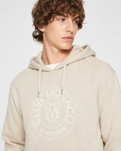 Buy 😀 Club Monaco Men Crest Hoodie Oatmeal Heather 🔔 -Club Monaco Online Shop cm 1465592 alternate2