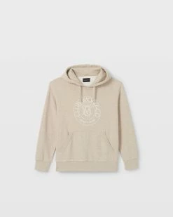 Buy 😀 Club Monaco Men Crest Hoodie Oatmeal Heather 🔔 -Club Monaco Online Shop cm 1465592 alternate4