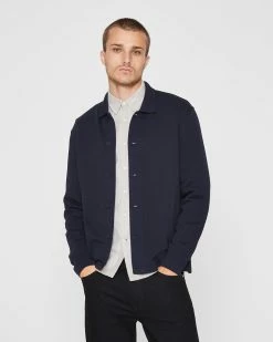 Top 10 🛒 Club Monaco Men Terry 👕 Shirt Jacket Navy 👏