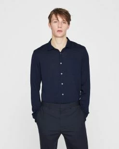 Buy 🎉 Club Monaco Men Long Sleeve Wool Knit 👕 Shirt Navy Blue ⌛