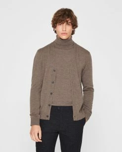 Buy โจ Club Monaco Men Merino Wool Cardigan Brown โ๏ธ