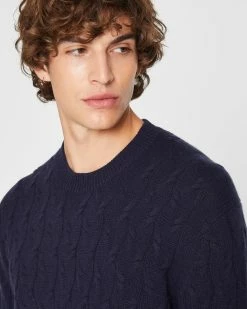 Promo 🔔 Club Monaco Men Cashmere Cable Crewneck Sweater Navy 🔥 -Club Monaco Online Shop cm 1465607 alternate2