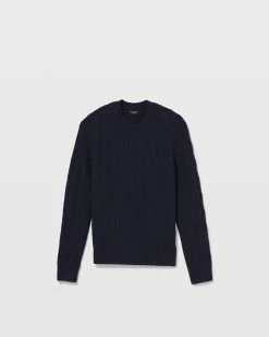Promo 🔔 Club Monaco Men Cashmere Cable Crewneck Sweater Navy 🔥 -Club Monaco Online Shop cm 1465607 alternate4