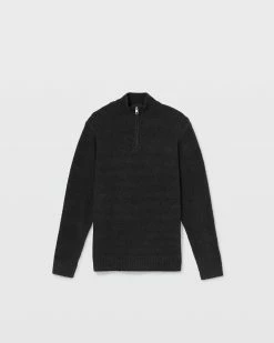 Outlet 😀 Club Monaco Men Bouclé Quarter Zip Sweater Charcoal 👏 -Club Monaco Online Shop cm 1465624 alternate4