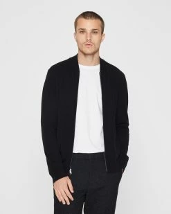 Coupon ✔️ Club Monaco Men Cashmere Full Zip Sweater Black ❤️