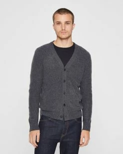 Buy ⭐ Club Monaco Men Boiled Cashmere Cardigan Dark Heather Grey 🌟