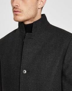 Coupon 😍 Club Monaco Men Loukas Herringbone Funnel Neck 🧥 Coat Black Multi 🛒 -Club Monaco Online Shop cm 1465646 alternate2