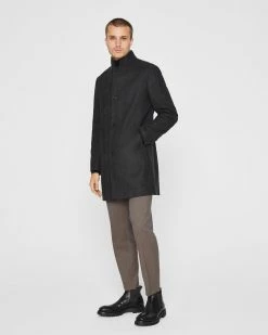 Coupon 😍 Club Monaco Men Loukas Herringbone Funnel Neck 🧥 Coat Black Multi 🛒 -Club Monaco Online Shop cm 1465646 alternate3