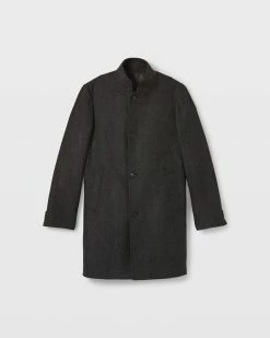 Coupon 😍 Club Monaco Men Loukas Herringbone Funnel Neck 🧥 Coat Black Multi 🛒 -Club Monaco Online Shop cm 1465646 alternate4