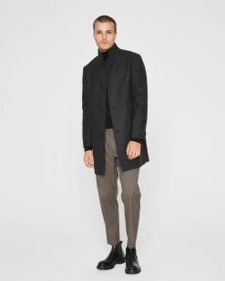 Coupon 😍 Club Monaco Men Loukas Herringbone Funnel Neck 🧥 Coat Black Multi 🛒