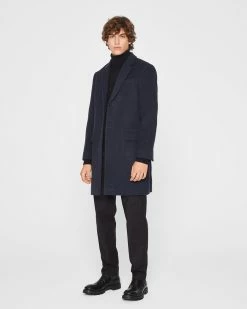 New 🛒 Club Monaco Men Modern Twill 🧥 Coat Navy Multi ❤️