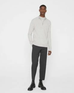 Buy ⭐ Club Monaco Men Long Sleeve Wool Mock Neck 👚 Shirt Light Heather Grey ✨ -Club Monaco Online Shop cm 1465939 alternate3