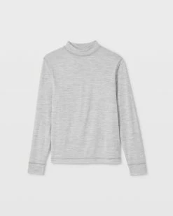 Buy ⭐ Club Monaco Men Long Sleeve Wool Mock Neck 👚 Shirt Light Heather Grey ✨ -Club Monaco Online Shop cm 1465939 alternate4